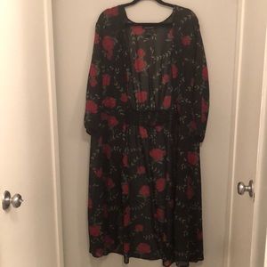 Sheer black rose duster